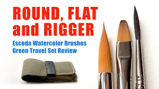 GET CREATIVE WITH BRUSH SHAPES 🎨 Escoda Watercolor Green Travel Set Round Flat amp Rigger in Action [upl. by Unders]