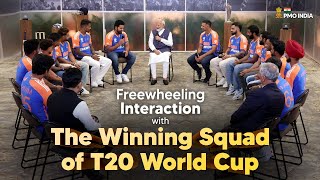 PM Narendra Modis freewheeling interaction with the winning squad of T20 World Cup 🏏 [upl. by Rramed352]