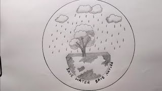 Save Nature  Save Water  Porter Drawing  School Project Work [upl. by Pebrook]