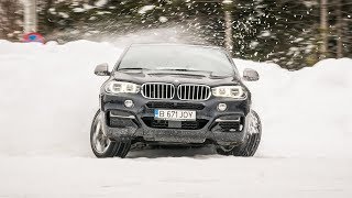 BMW X6 M50d  EXTREME fun in the snow  towing a SKIER in the mountains [upl. by Johm276]