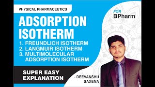 Freundlich  langmuir  multimolecular adsorption isotherm I physical pharmaceutics 1 [upl. by Anwahsal]