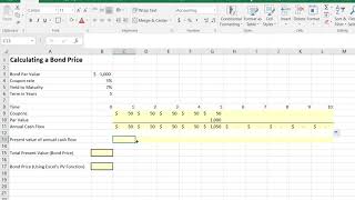 Excel Calculating the Price of an Annual Coupon Bond [upl. by Nada]