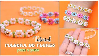 PULSERA DE FLORES CON MOSTACILLAS  CHAQUIRAS🌼 como hacer paso a paso🌼 [upl. by Foy410]