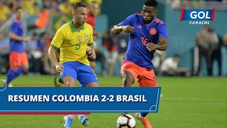 Colombia vs Brasil 2  2 goles y resumen del partido [upl. by Cirde610]