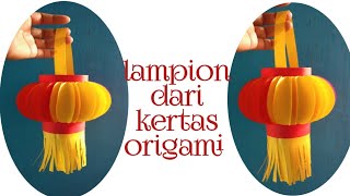 Cara membuat lampion gantung dari kertas origami  hiasan imlek [upl. by Eselehs]