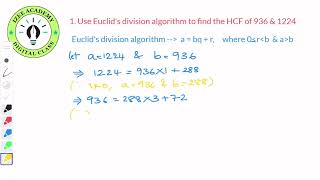 Use Euclids division algorithm to find HCF of 936 and 1224 [upl. by Anavoj]