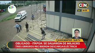 Itapúa Obreros recibieron descarga eléctrica y se salvaron de milagro [upl. by Riordan]