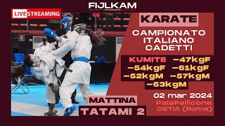 KARATE  Campionato Italiano Cadetti 2024  Day2 mattina Kumite  Tatami2 [upl. by Anne-Corinne474]