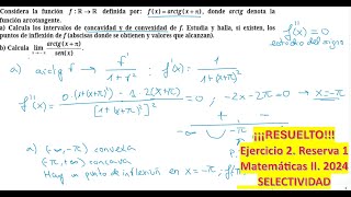 EJERCICIO 2 RESERVA 1 MATEMÁTICAS II 2024 SELECTIVIDAD ANDALUCIA RESUELTO PASO A PASO [upl. by Chessa62]