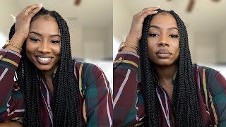 Medium Sized Hip Length Box Braids On My TWA  Box Braid Time Lapse [upl. by Norine]