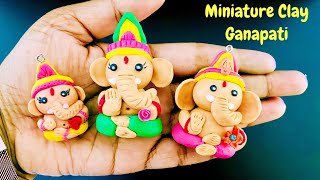 Clay Ganapati idol  Miniature  Ganesh Chaturthi  Cute  Air dry  Ganesh Easy  Lamasa clay DIY [upl. by Elbon]