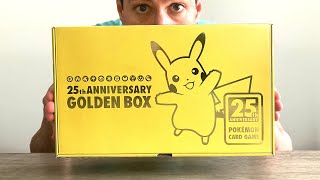 THE POKEMON 25TH ANNIVERSARY GOLDEN BOX Opening Pokemon Cards Inside [upl. by Westley445]