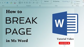 How to Break Page in MS Word  MS Word for Beginners [upl. by Haggai513]