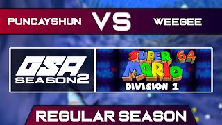 puncayshun vs Weegee  Regular Season  GSA SM64 70 Star Speedrun League D1 Season 2 [upl. by Franchot]