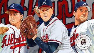 Atlanta Braves Pitchers  Tom Glavine Greg Maddux John Smoltz  Poster Print Illustration Drawing [upl. by Liris166]