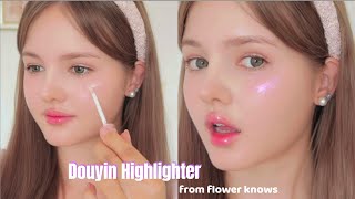 Best Douyin Highlighters Trying Flower knows liquid highlighters [upl. by Magulac]