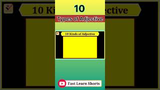 10 Types of Adjectives shorts grammar [upl. by Imar426]