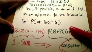 Stats Approximating a Binomial Prob Distribution using a Normal Distrib Part 2 [upl. by Lundin831]