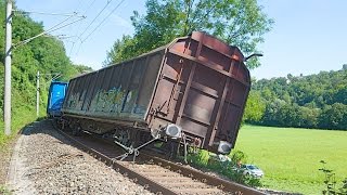 Entgleisung Waggon Güterzug Kirchberg Murr  Backnang 08082014 [upl. by Ahsitnauq]