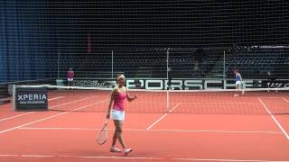 Anastasia Pivovarova service  return game vs Annika Beck  Porsche Tennis Grand Prix 2012 [upl. by Lontson964]