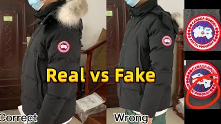 Real vs Fake Canada Goose Wyndham Parka Black Lable [upl. by Hanavas]