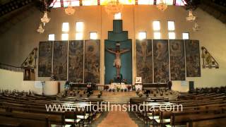 Catholic Cathedral in Kohima  interior view [upl. by Tamah249]