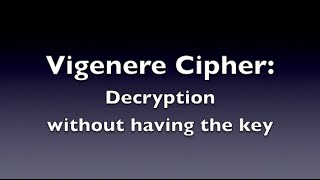 Vigenere Cipher  Decryption Unknown Key [upl. by Dannel673]