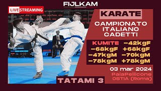 KARATE  Campionato Italiano Cadetti 2024  Day3 Kumite  Tatami3 [upl. by Bowie964]