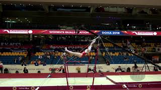 DERWAEL Nina BEL  2018 Artistic Worlds Doha QAT  Qualifications Uneven Bars [upl. by Otilia]