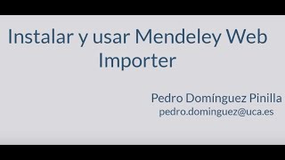 Instalar y usar Mendeley Web Importer [upl. by Eilram]