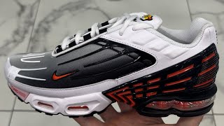 Nike Air Max Plus 3 White Black Team Orange Shoes [upl. by Porty]