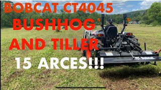 BOBCAT CT4045 COMPACT TRACTOR TILLER amp BUSHHOG [upl. by Ruberta875]