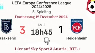 UEFA Conference League  Basaksehir vs Heidenheim live auf Sky Sport 3 RTL 12122024 um 18 Uhr45 [upl. by Araas]