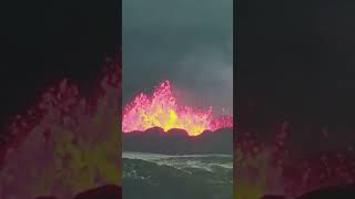 Iceland violcano erupts spewing lava in spectacular show shorts [upl. by Stig660]