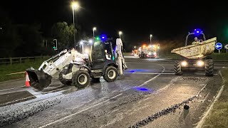 Resurfacing WorksA417 Barnett Way Roundabout CampG GloucesterNight 1 [upl. by Asyle]