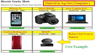 How to Add Button and Button Click Event in DataList Control AspNet C  Hindi  Shopping Example [upl. by Eiramaliehs]