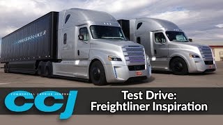 CCJ test drives Freightliners Inspiration autonomous truck [upl. by Farmelo626]