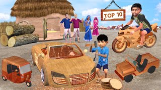 Mini Wooden Vehicles Toys Comedy Videos Collection Hindi Stories Garib Ki Kahani Bedtime Moral Story [upl. by Nimrahc]