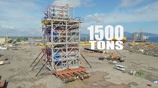 PhilippinesRavago 1500 Tons Refinery Module LoadoutSPMT SPT Multiaxle Cranes Rent Hire [upl. by Kcirdde]