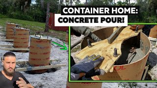 FINALLY Pouring the Concrete for My Container Home Foundation Sonotubes [upl. by Durstin]