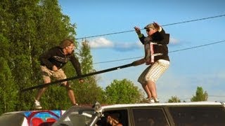 ACCIDENT Jousting on top of speeding cars [upl. by Lapointe800]