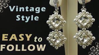 Handmade earrings  quotvintage stylequot beading tutorial [upl. by Scheck]