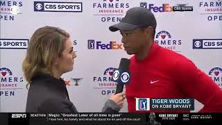 Tiger Woods being told by his caddie about Kobes death after completing his round [upl. by Pesek]