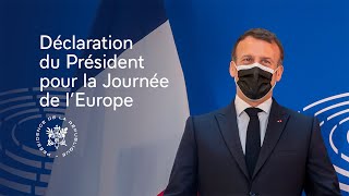 Journée de lEurope  Déclaration du Président Emmanuel Macron [upl. by Ahsenik688]