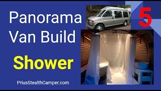 Shower  Panorama Camper Van Conversion Build Tour Chevy Express Bathroom [upl. by Aleibarg]