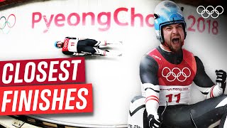 Top 5 Closest luge finishes at the Olympics [upl. by Amhser350]