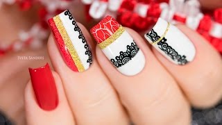 Red and White Nail Art  Дизайн ногтей с сочетанием белого и красного [upl. by Biondo28]