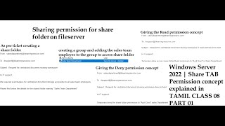 15 Windows Server 2022  Share TAB Permission concept explained in TAMIL CLASS 08 PART 01 [upl. by Spevek]