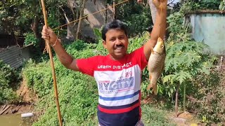 নিজে হাতে বরষি দিয়ে মাছ ধরে রান্না হবে। hook fishing [upl. by Coop]