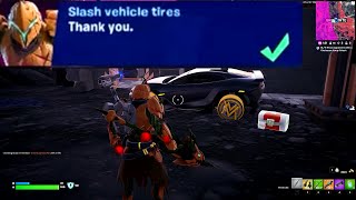 Slash vehicle tires Fortnite [upl. by Suertemed976]